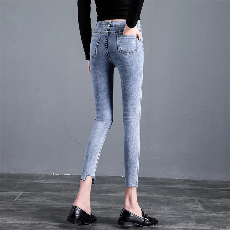 Hodisytian/весенние модные женские джинсы с вышивкой облегающие высокой талией