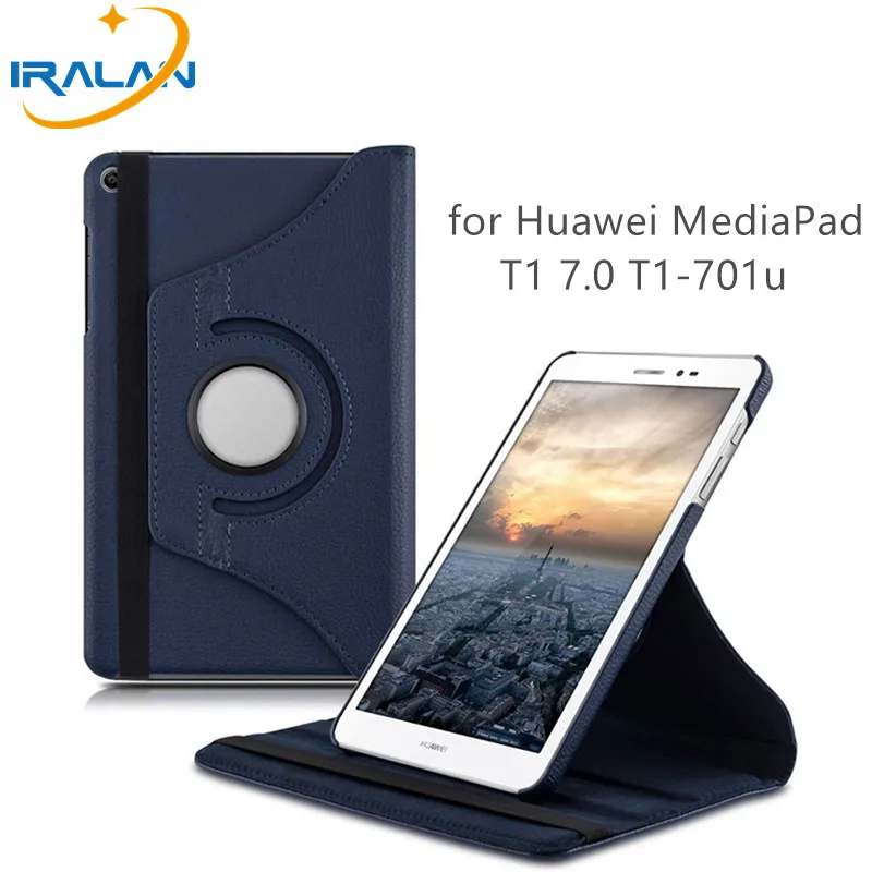 

360 rotating Leather Flip Case for Huawei MediaPad T1 701u Tablet Case for Huawei T1 7.0 T1-701u Tablet Lychee pattern Cover+pen