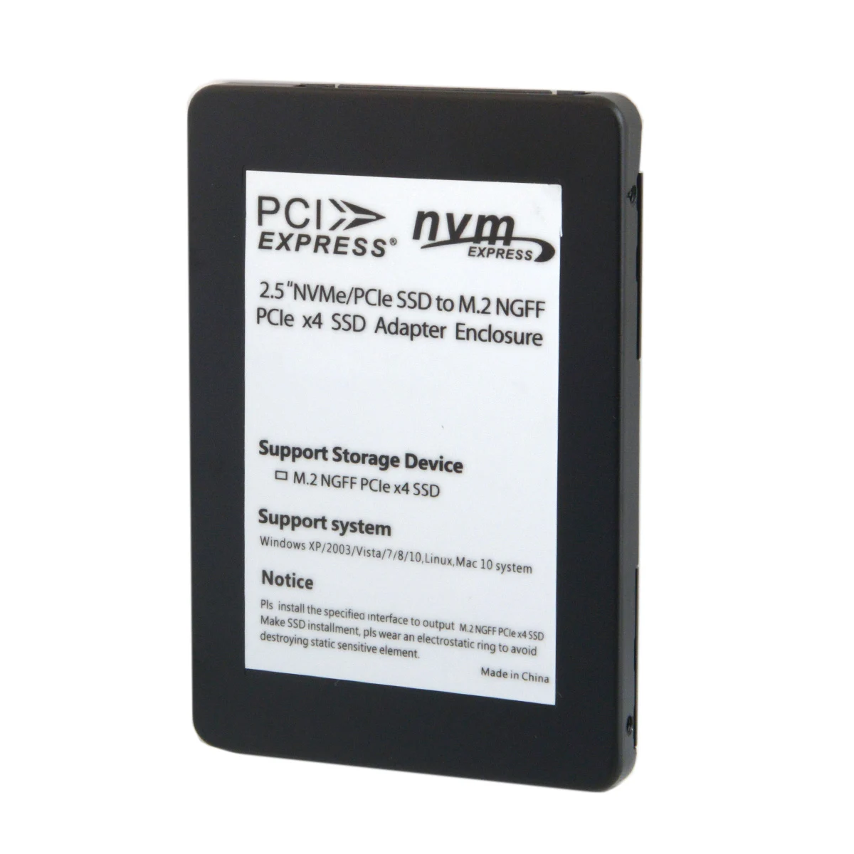 

NVME U.2 SFF-8639 to NGFF M.2 M-key PCIe SSD Case Enclosure for Mainboard Replace Intel SSD 750 p3600 p3700