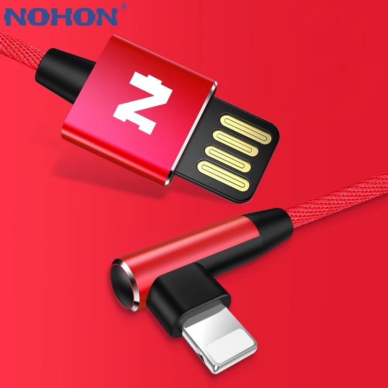 NOHON 90 градусов кабель для Apple iPhone X 8 7 6 S плюс iOS 9 10 11 быстро зарядки Reversible USB Зарядное