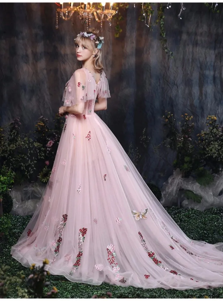 Vestidos De Novia роскошные розовые пляжные свадебные платья бабочка птица вышивка фотография сексуальное свадебное платье реальные фотографии