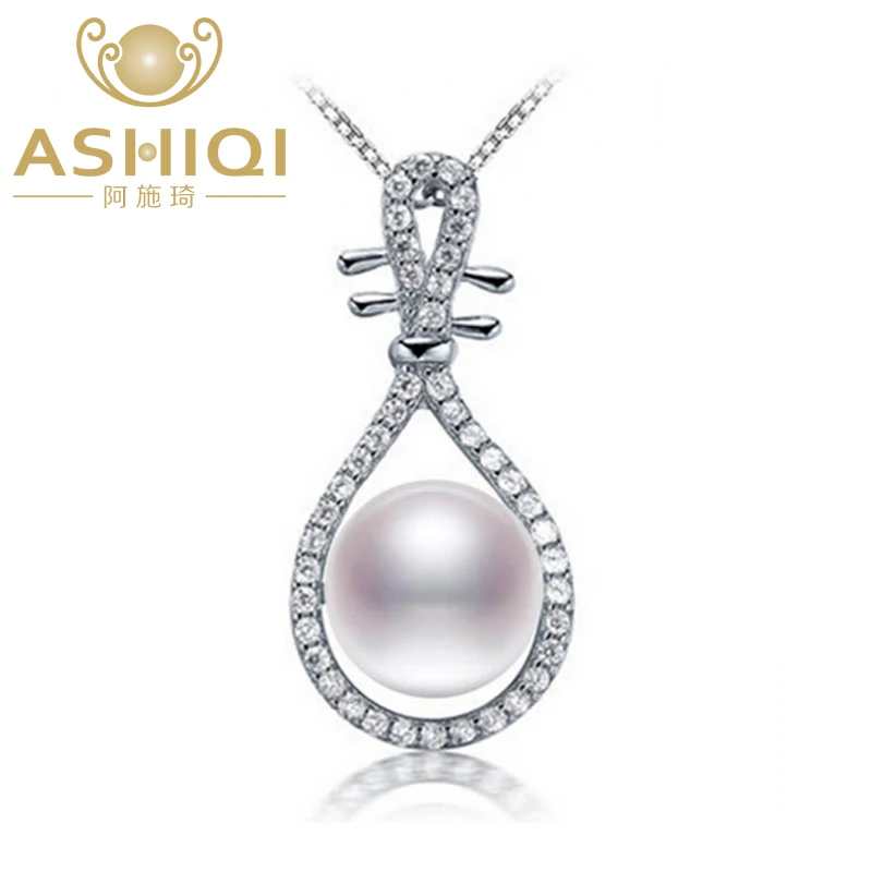 

Ожерелье из натурального жемчуга ASHIQI, ожерелье из стерлингового серебра 925 пробы, подвеска на гитаре, Пресноводный Жемчуг, ювелирные издели...