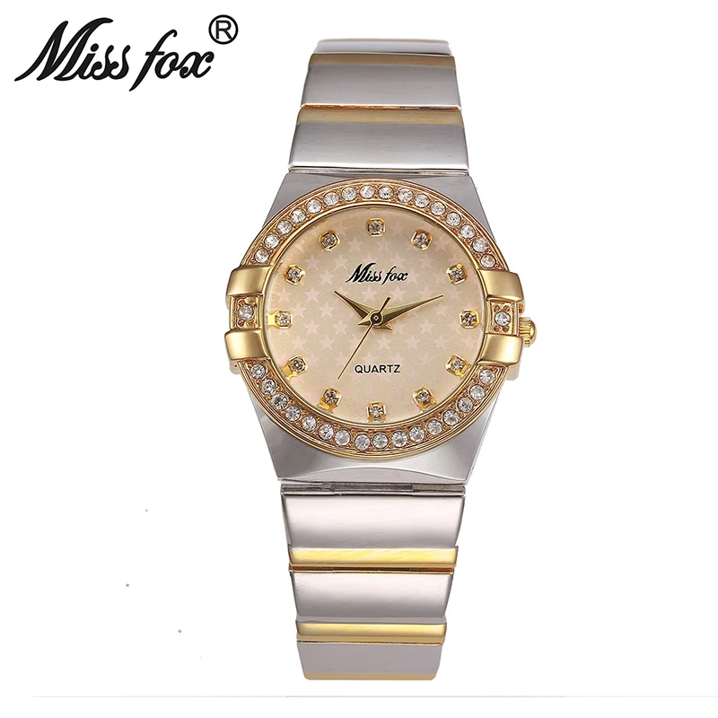 MISSFOX золотые часы модный бренд со стразами женские наручные Xfcs Grils Superstar original