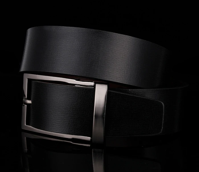 Мужской тонкий ремень из искусственной кожи черный и красный классический