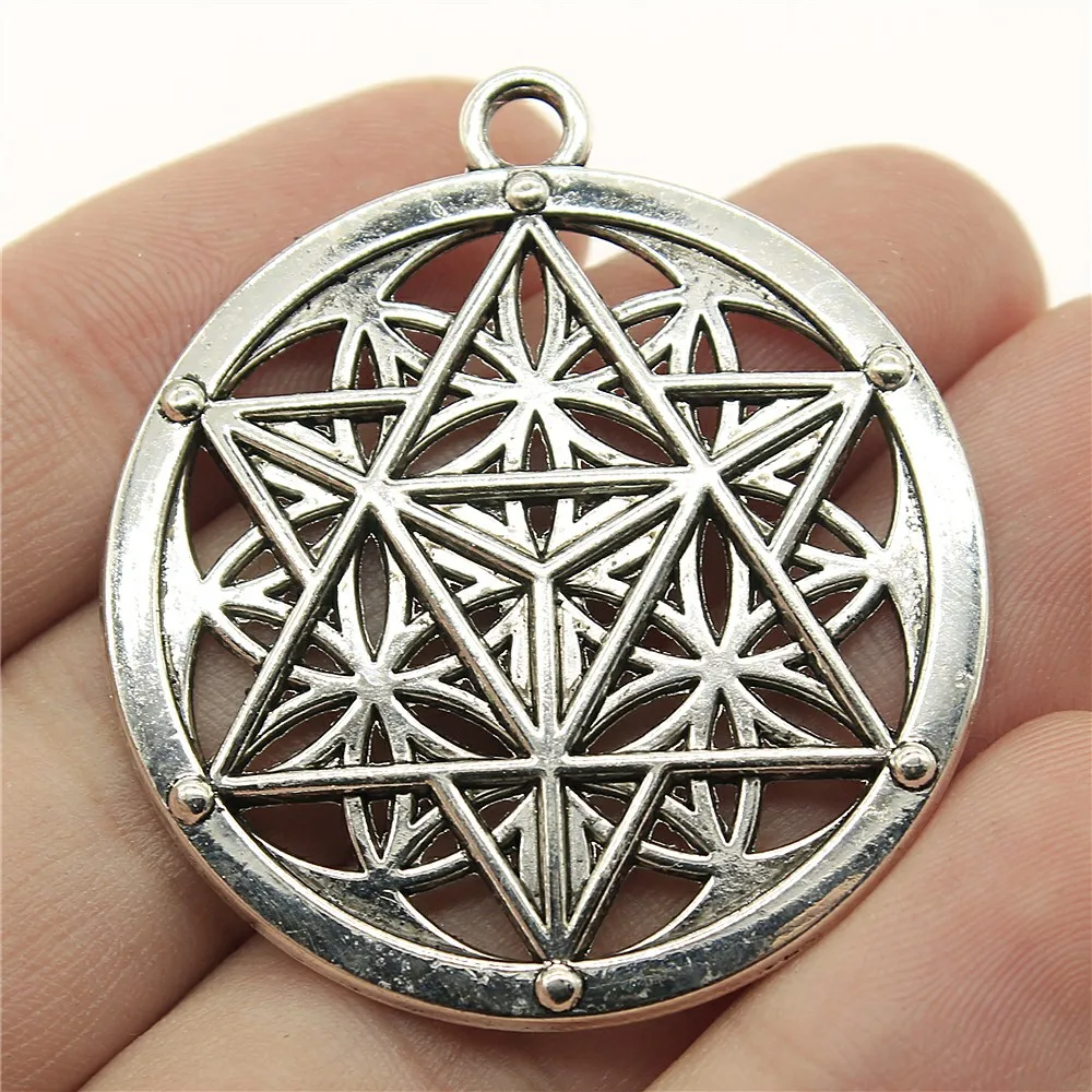 WYSIWYG 2 шт металлический большой круглый цветок жизни Merkaba медитация Подвески
