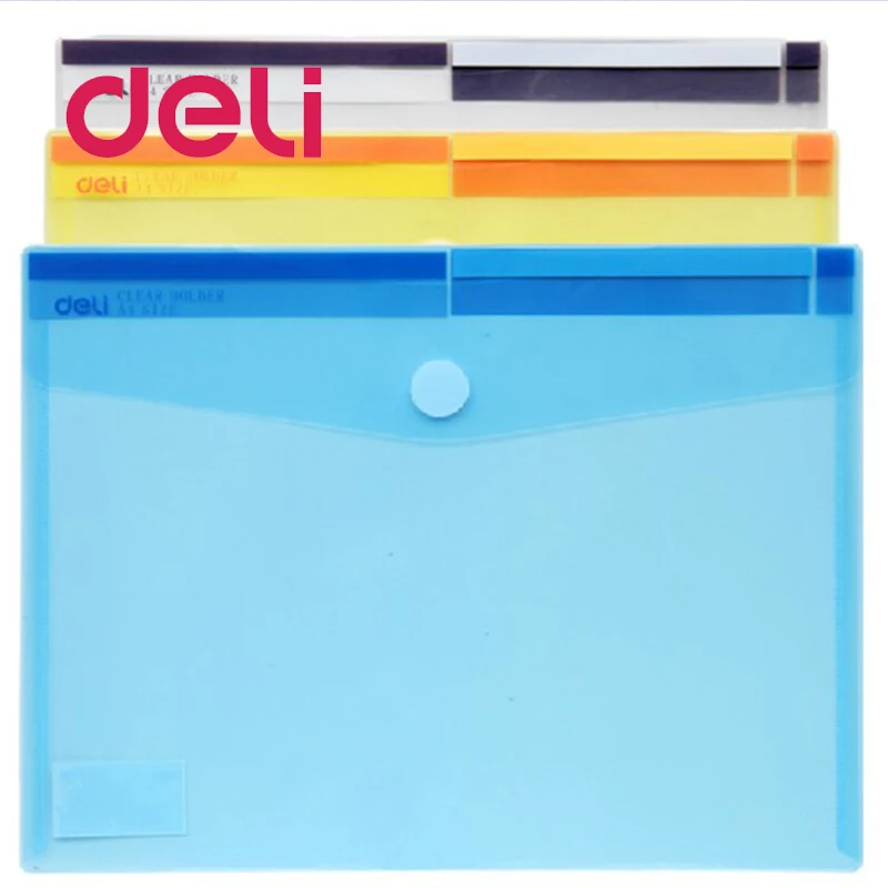 Deli 1 шт. A4 прозрачная Пластиковая Сумка для документов с пряжкой складские