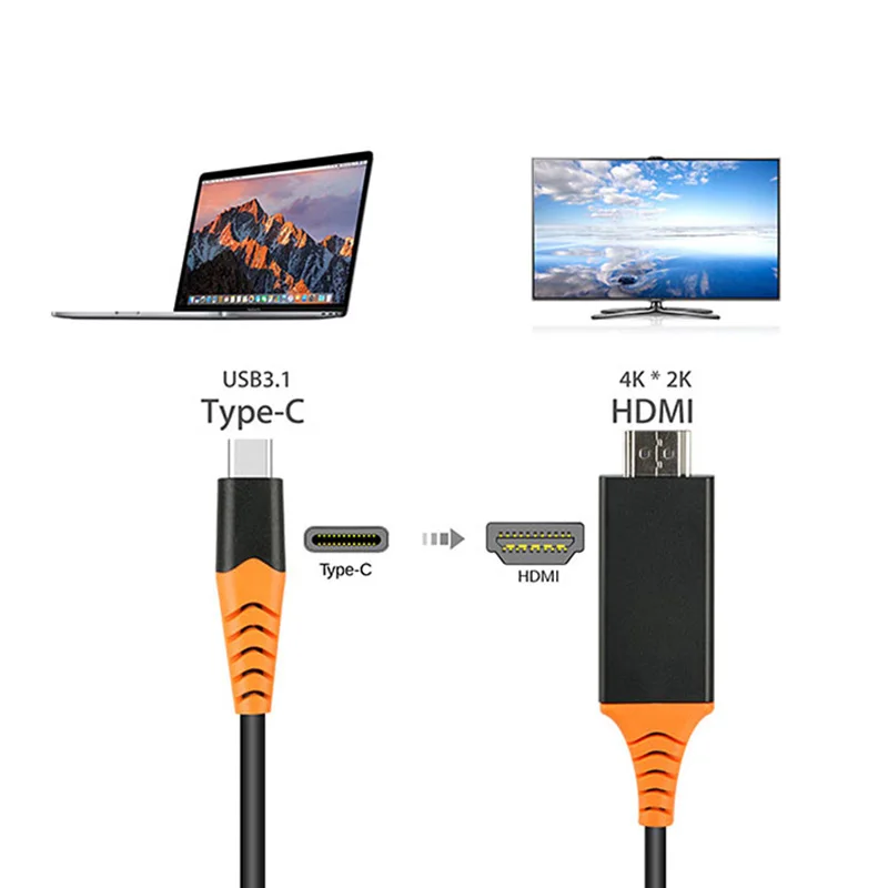 Rovtop USB 3 1 Type C к HDMI кабель адаптер 4K 30Hz 60Hz Тип Thunderbolt для MacBook Air iPad Pro | Компьютеры и