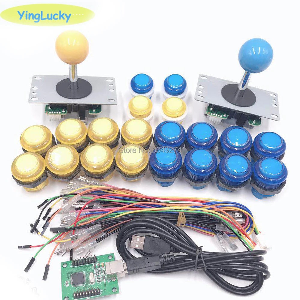 Yinglucky Аркады набор 5Pin джойстик sanwa 24 мм 30 5v Arcade светодиодный iluminado botones xin mo cero retraso usb