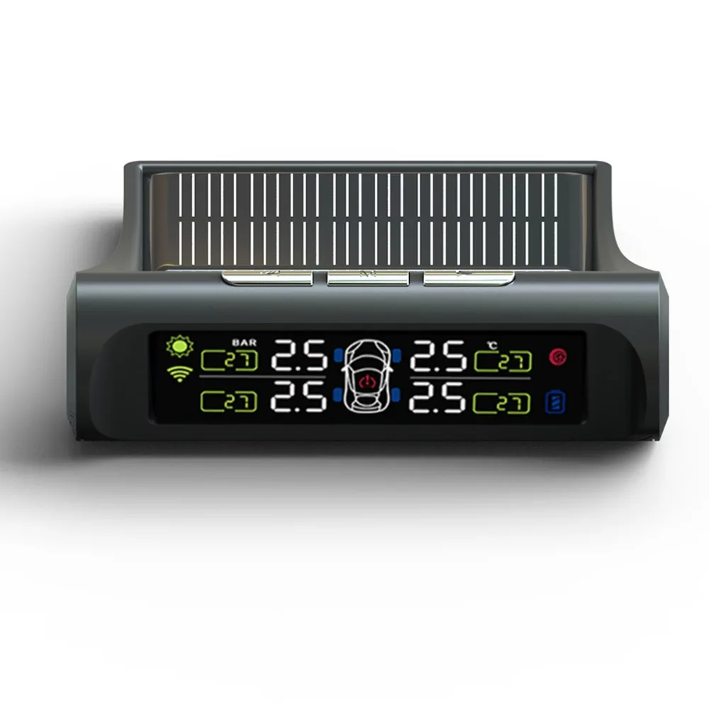 Solar Panel Alarm Car TPMS Tyre Pressure Monitor Monitoring Power charging Digital LCD Display Auto Security Systems | Автомобили и