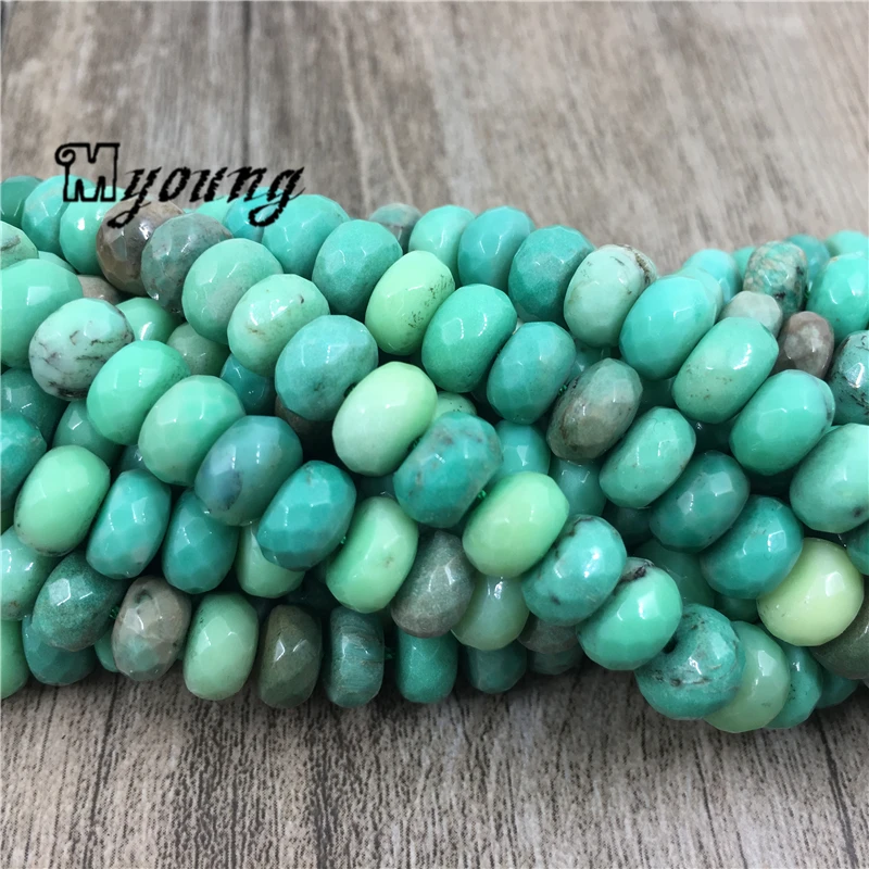 Ограненные кружки зеленая трава Агатовые Бусины, настоящий самоцвет бусины, Яблоко Камень бусины 5 нитей/лот MY1606