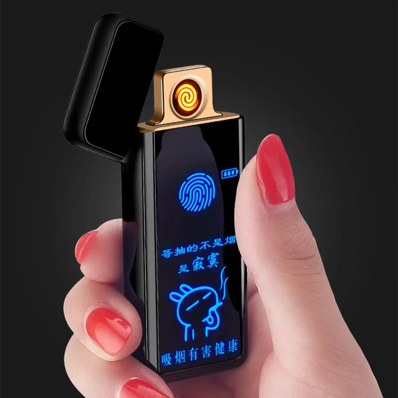 Отпечаток пальца Сенсорная Электронная USB Зажигалка портативная ультра тонкая