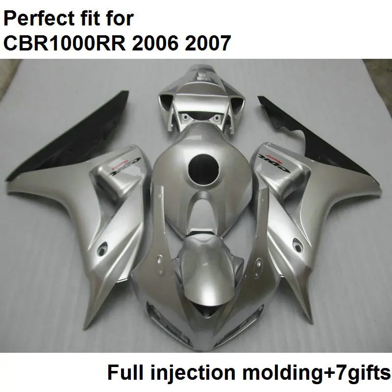 

Injection mold fairing body kit for Honda CBR1000RR 06 07 silver black motorcycle fairings set CBR 1000RR 2006 2007 MQ19