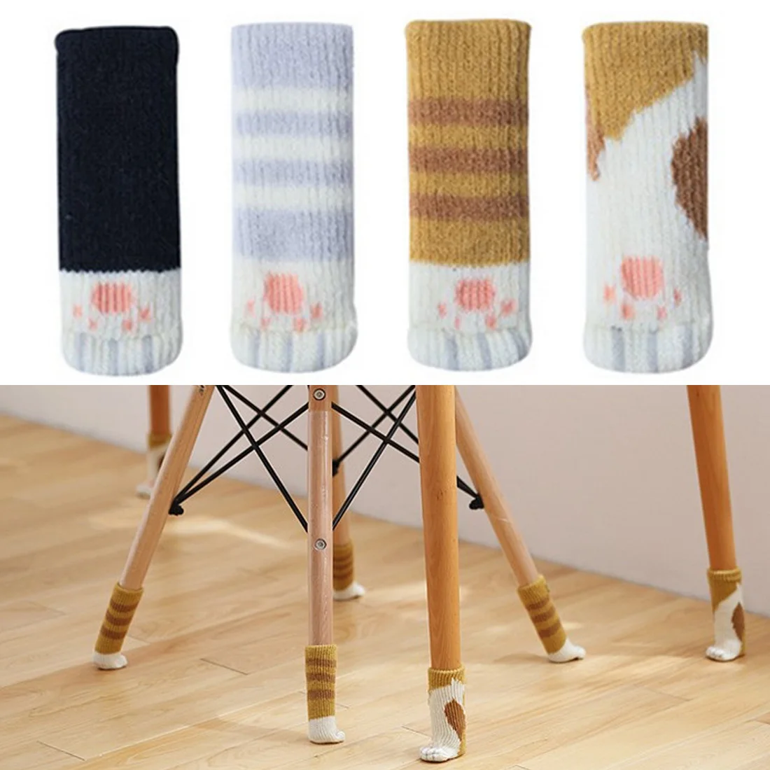 

Cat Pads Floor Paw Protector Socks Table Cat chair foot cover double 2pcs Leg Furniture Wool Knitting Cover Chair