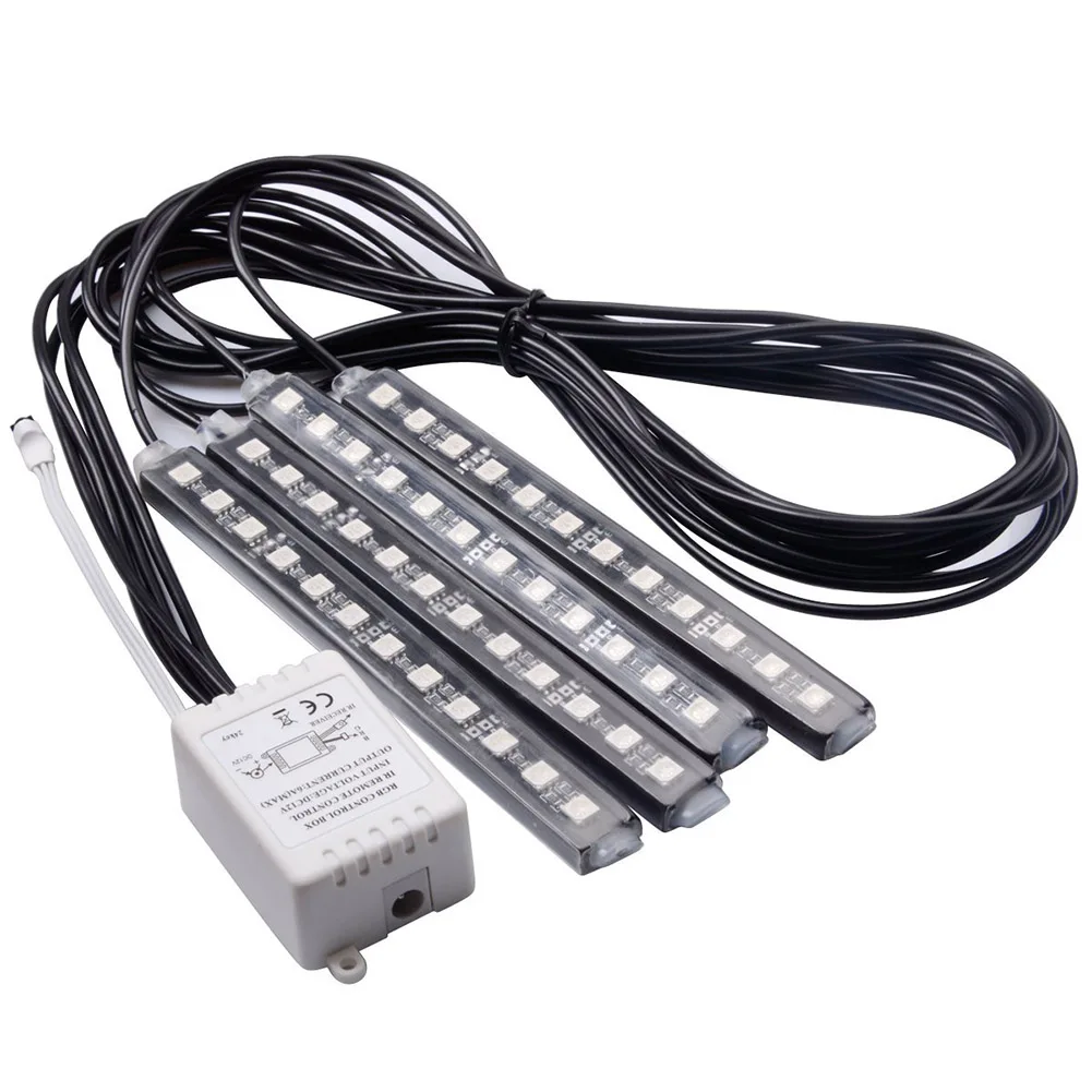

2019 Hot 12V Car RGB LED DRL 4Pcs Strip Light Car Auto Decorative Flexible LED Strips Atmosphere Lamp Light Kit Car Styling