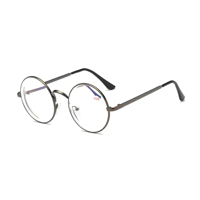 gray myopia 2.0 Zilead ретро круглые металлические очки для близорукости женские и мужские короткие прозрачные очки с градусом-1,0-1,5-2,0-2,5-3,0-3,5-4,0 - Цвет оправы: gray myopia 2.0