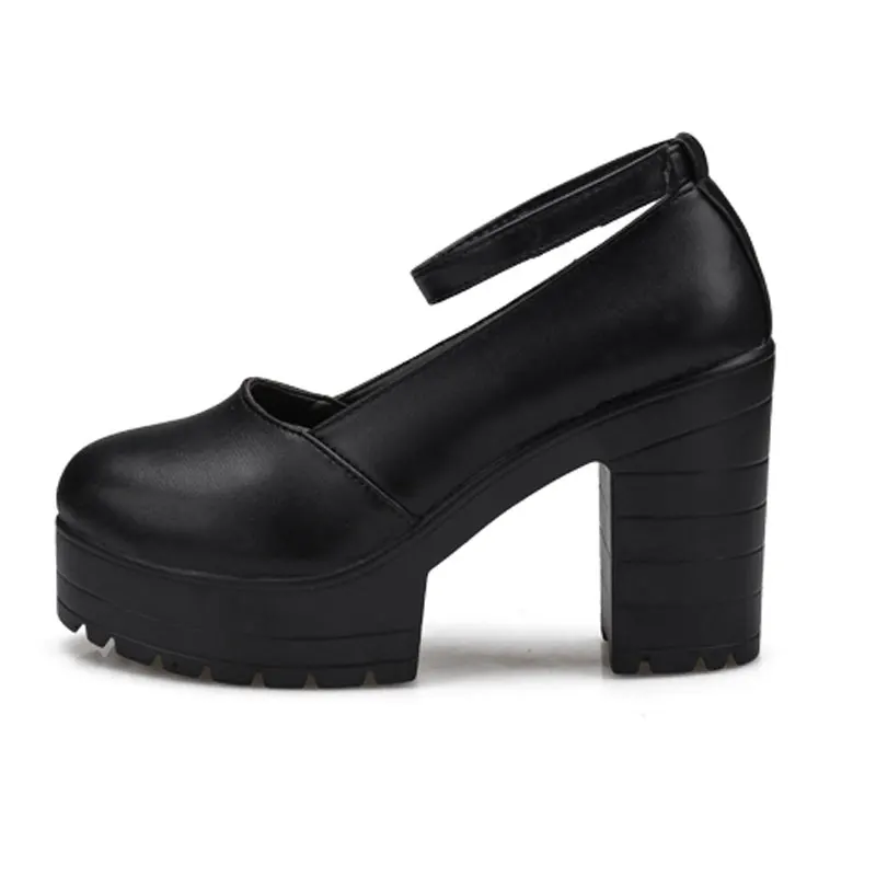 HEE GRAND/туфли лодочки на Высоком толстом квадратном каблуке и платформе с пряжкой