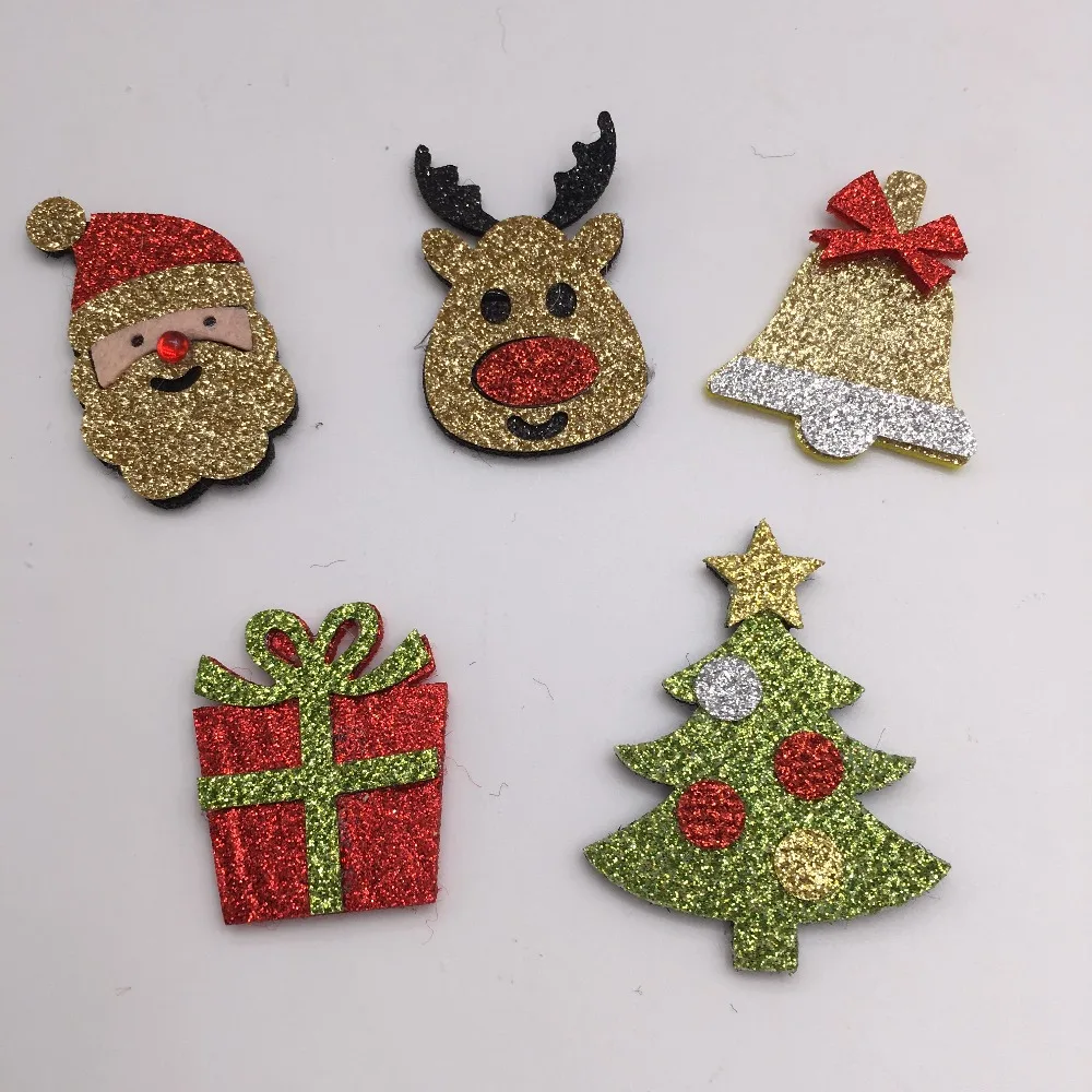 30PCS/Lot Mix Style Merry Christmas Padded Applique Crafts for Children Headwear Hair clip Accessorie Free shipping |