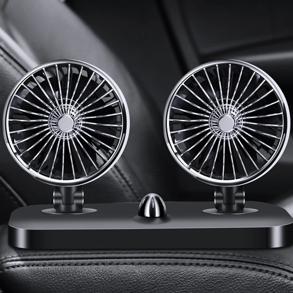 12 V/24 V 360 градусов круглый регулируемый автоматический воздушного охлаждения с двумя головками вентилятор с низким уровнем шума автоматический охлаждающий вентилятор воздуха для автомобилей Аксессуары