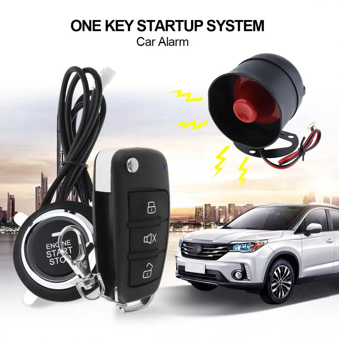 

Universal Car Alarm System Remote Start Stop Engine System with Auto Central Lock and Keyless Entry