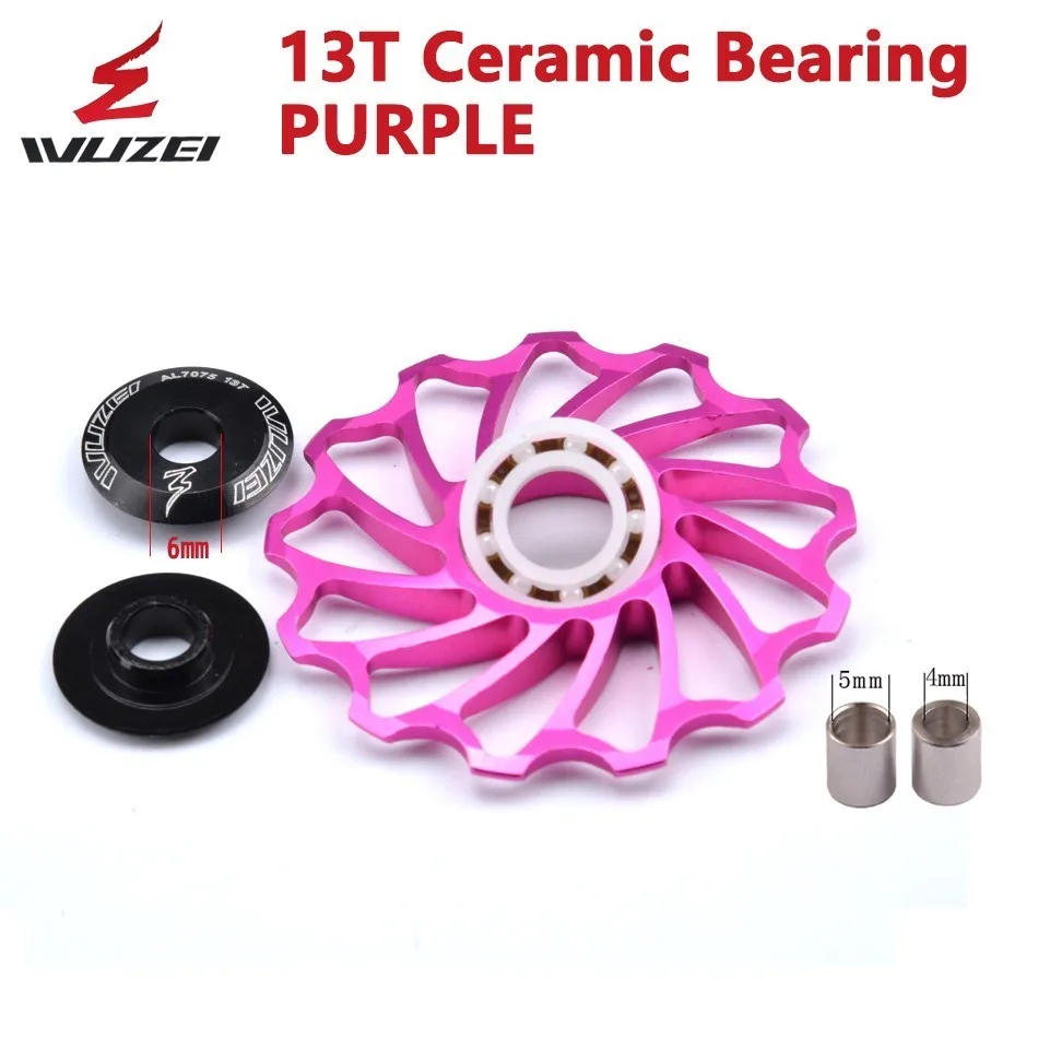 13T ceramic purple 1 шт. велосипедный 13 Т Задний переключатель керамический подшипник шкив MTB/дорожный велосипед направляющий ролик направляющий задний переключатель Трансмиссия запчасти - Цвет: 13T ceramic purple