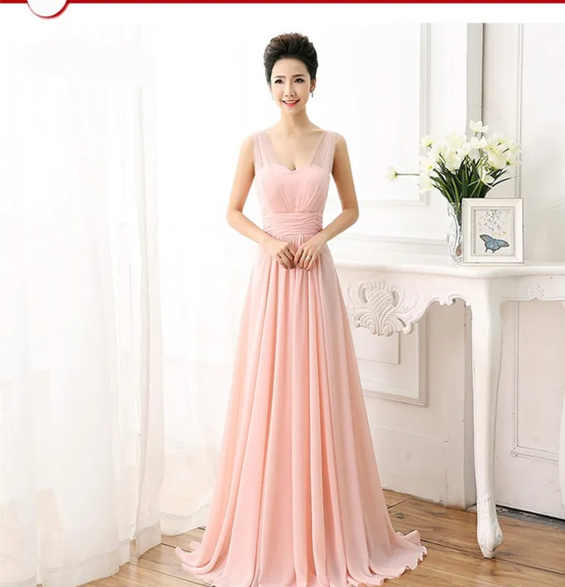 Custom Made Size Color Long Mint Green Bridesmaid Dress Royal Blue Pink Chiffon Vestido Cheap Dresses Sweet Memory | Свадьбы и