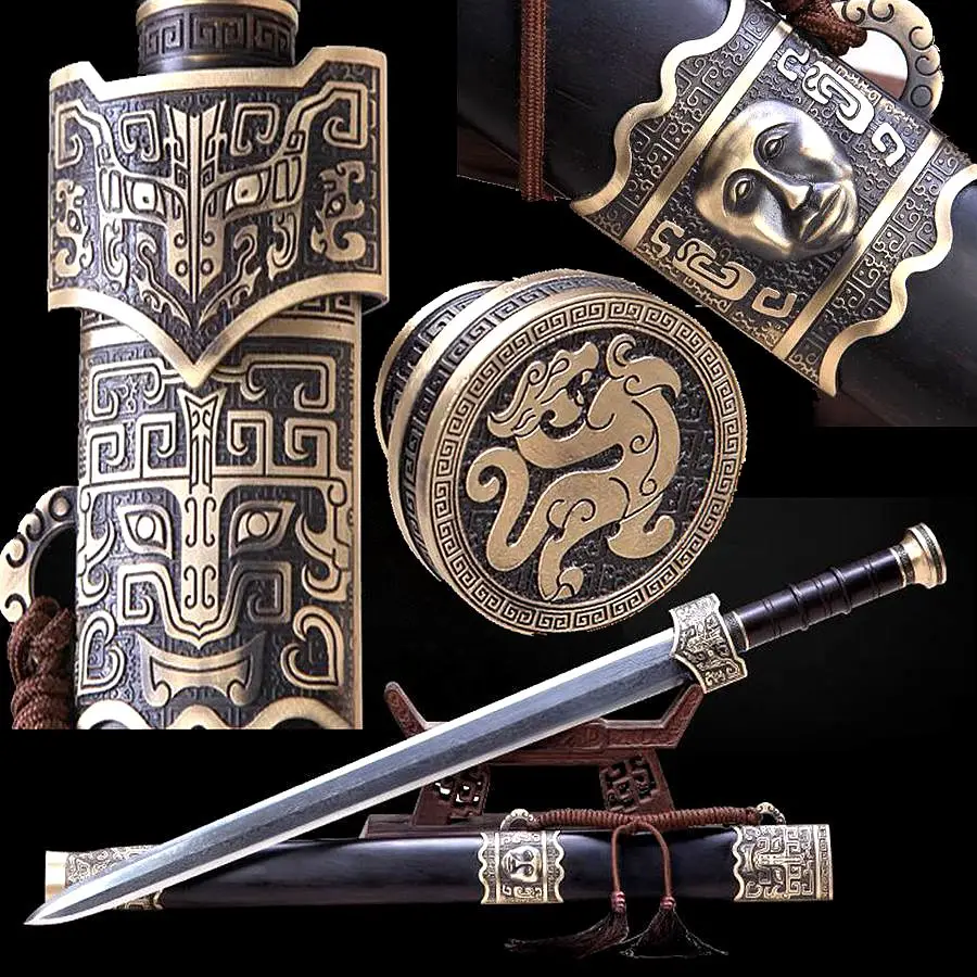 Двусторонний острый складной дамасский стальной Китайский Меч Han Jian/медный нож