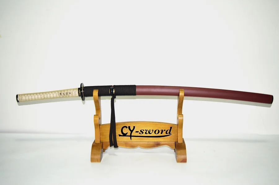 Глина из закаленного T-10 стали BLACKSMITHING katana-черное лезвие Red hamon Real Yokote