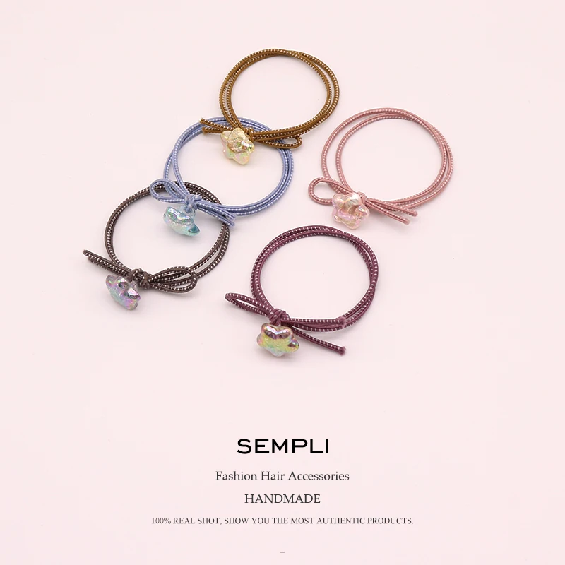

Nylon Rubber Bands Handmade Elastic Hair Bands For Women Transparent Five Star Cute Rubber Headwear Accesorios mujer scrunchie