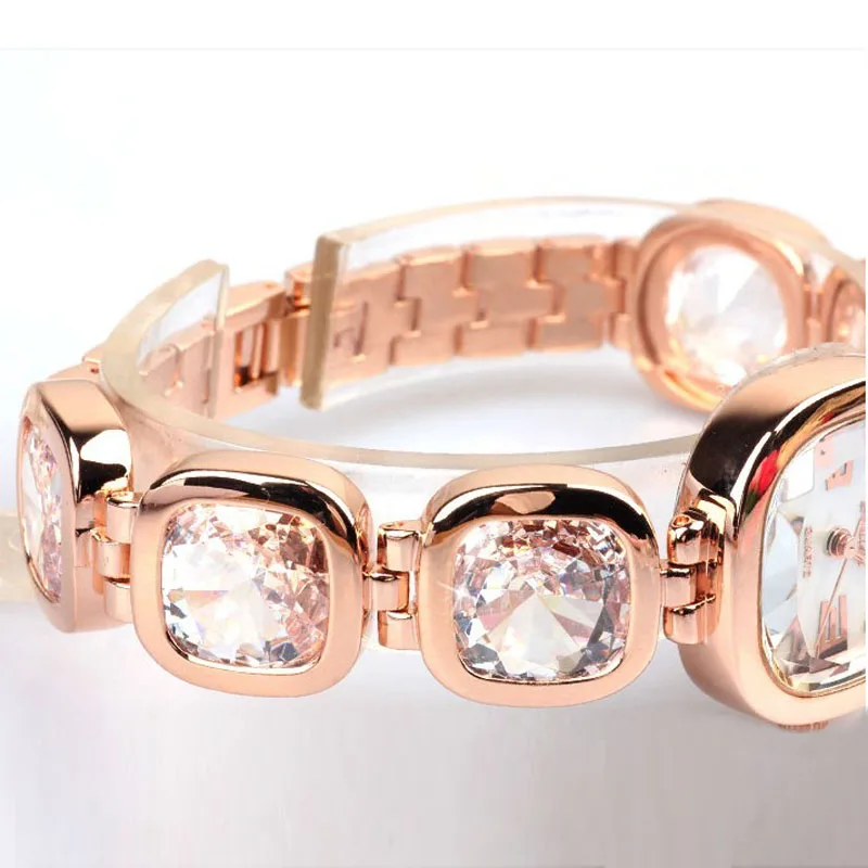 Мода часы дамы наручные ретро старинные Кофе кристалл браслет горный хрусталь
