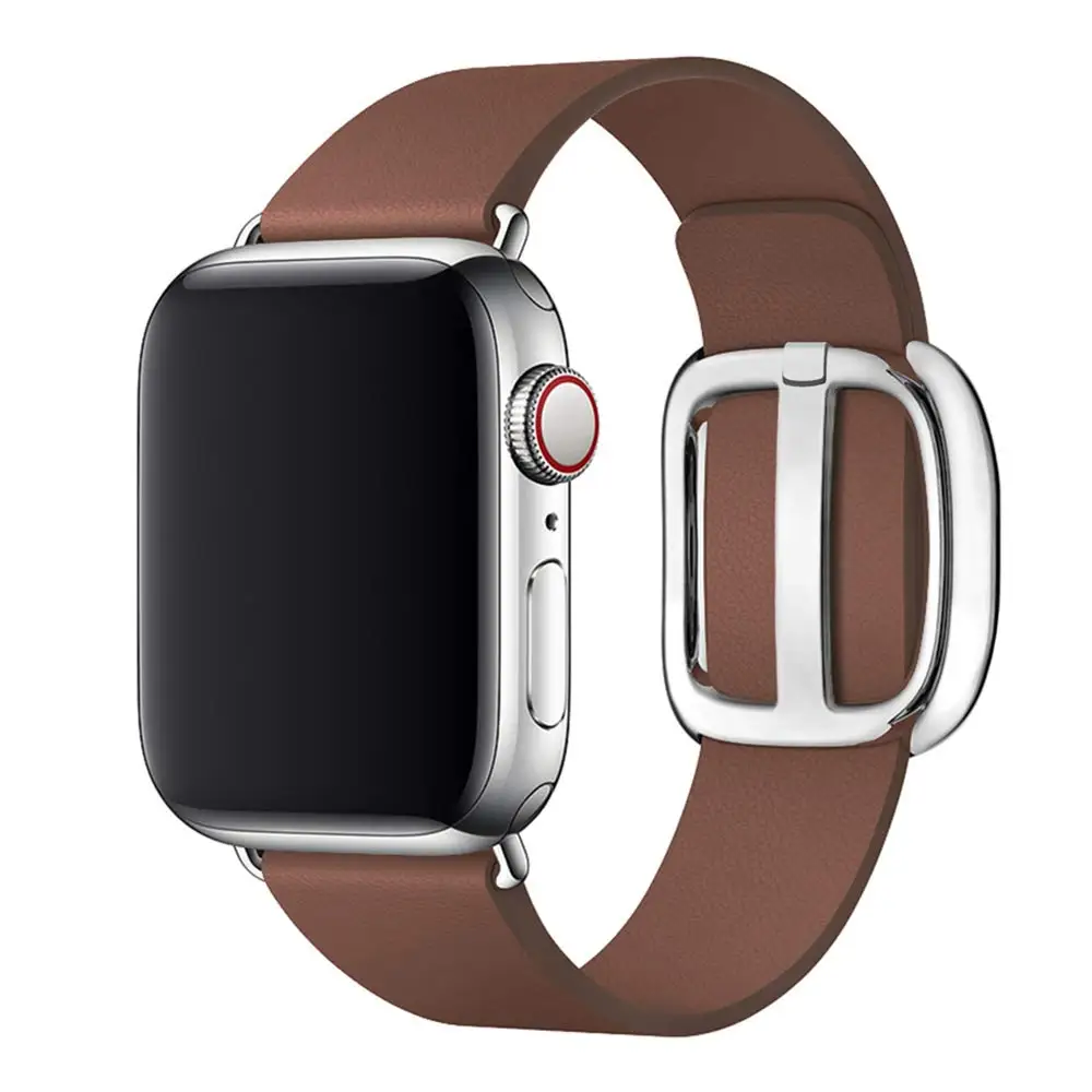 Ремешок из натуральной кожи для apple watch band 44 мм 42 38 40 Современный браслет на