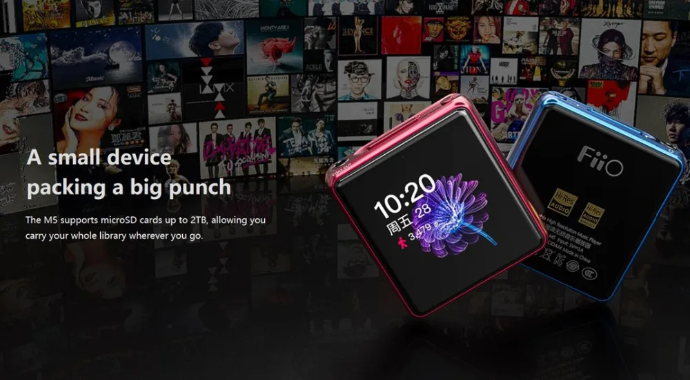 FiiO M5 Hi-Res Bluetooth HiFi музыкальный портативный MP3-плеер USB DAC на базе Android с aptX HD, опционально FiiO sk-m5a watchtrap для M5