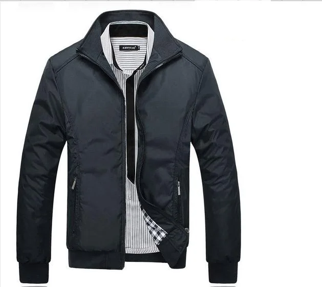 Куртка мужская демисезонная однотонная на молнии с воротником стойкой|business casual
