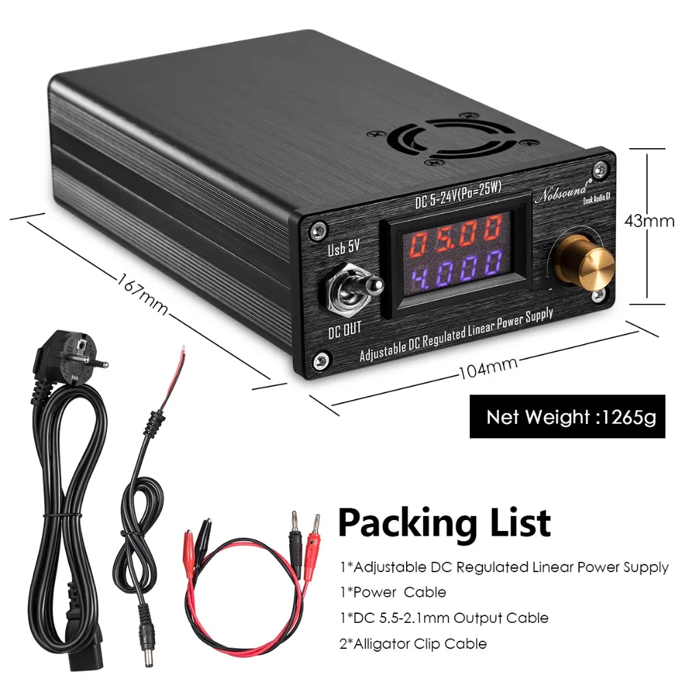 Nobsound 25 Вт Регулируемый DC Линейный Питание с USB 5V DC 5 V-24 V Выход для аудио ЦАП/цифровых плееров