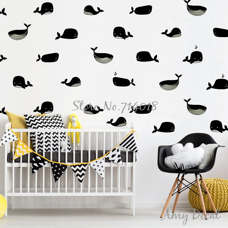 Наклейки на стену с изображением золотого Кита съемная виниловая наклейка для