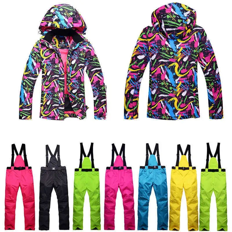 Плотные теплые лыжные куртки для женщин костюмы сноуборда водонепроницаемые