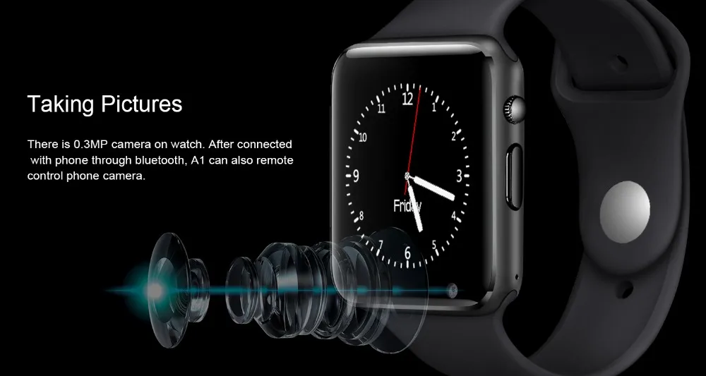 A1 Смарт-часы для мужчин для телефона Android Apple Watch Поддержка 2G Sim TF карта 0.3MP камера Bluetooth Smartwatch для женщин и детей