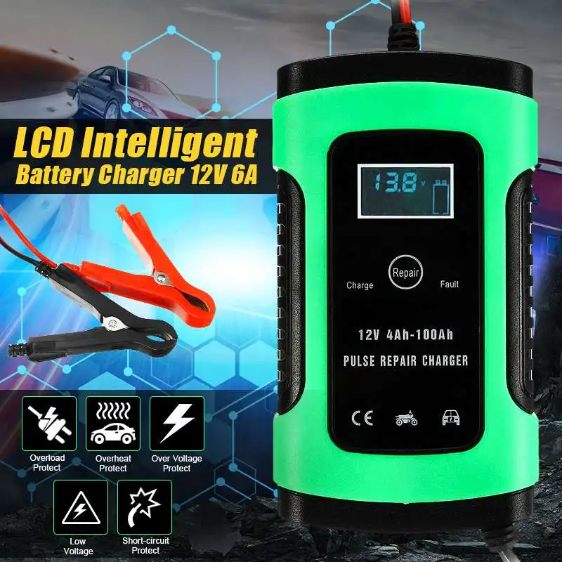 12V 5A Авто интеллигентая(ый) Батарея Зарядное устройство скачок стартер ЖК-дисплей интеллигентая(ый) 100-240V 100AH импульсный ремонт Тип