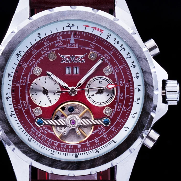 

Мужские механические часы Jaragar, люксовый бренд, тахометр, турбийон, автоматический циферблат, Reloj Hombre, 2015