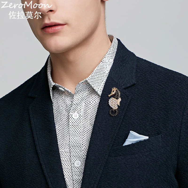 Эмалированная брошь в виде морской лошади жемчужная булавка ювелирное изделие