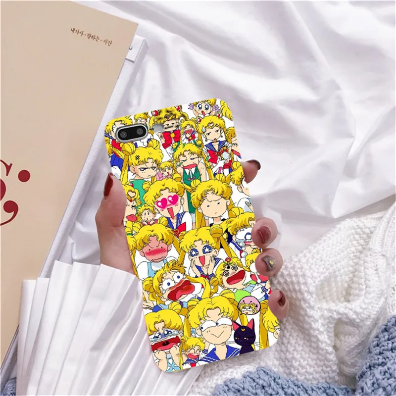 Роза аниме японское Сейлор Мун каваи Кот Caso de Telefone Para o iphone 6 Puls S 7 8 Puls X Casos Macio Voltar Capa Funda Coque