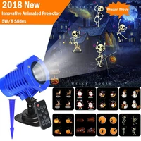 2018 new christmas animated projector light 8 slides waterproof landscape movie motion show laser projector lights for halloween