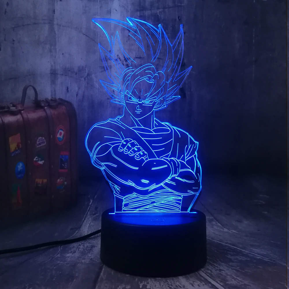 Saiyan Son Goku Dragon Ball Kakarotto 3D светодиодный Ночной светильник, настольные вечерние лампы, домашний декор, детская игрушка, рождественский подарок, Прямая поставка