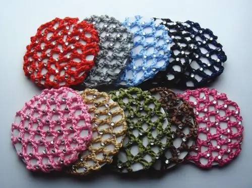 

10pcs Women Girl Hair Bun Cover Snood Crystal Hair Net Ballet Dance Skating Crochet Hair Accessory Hair Bun