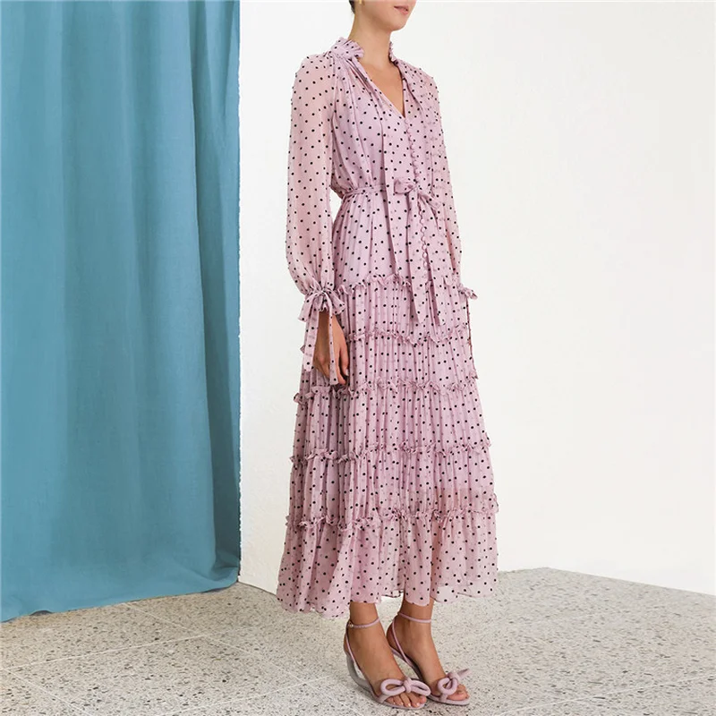 Платье миди с узором в горошек женские комплекты из 2 предметов лето 2019 Boho
