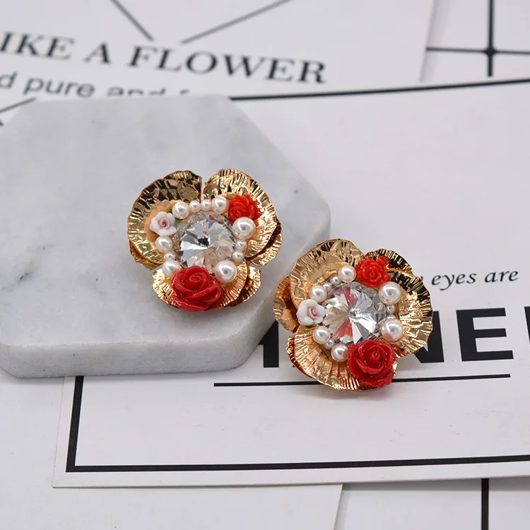 ГИРКАН Корейский металл кристалл жемчуг сочетание керамической цветок Роскоши