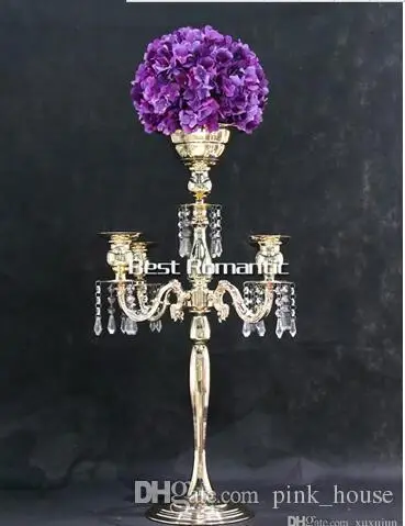 Элегантный металлический подсвечник с 5 дужками Золотой/Серебряный покрытый