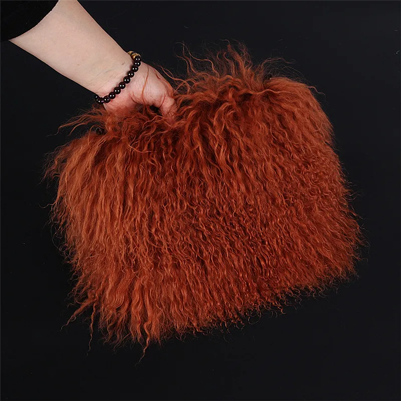 Женская шерстяная сумка мессенджер из монгольского меха на зиму 2019|Женские