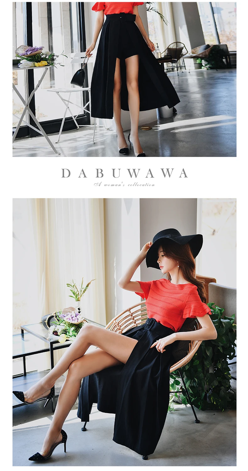 Dabuwawa летние новые Асимметричные Длинные юбки для девушек и женщин бордовые Красные сексуальные юбки трапециевидной формы с высокой талией DN1BSK013