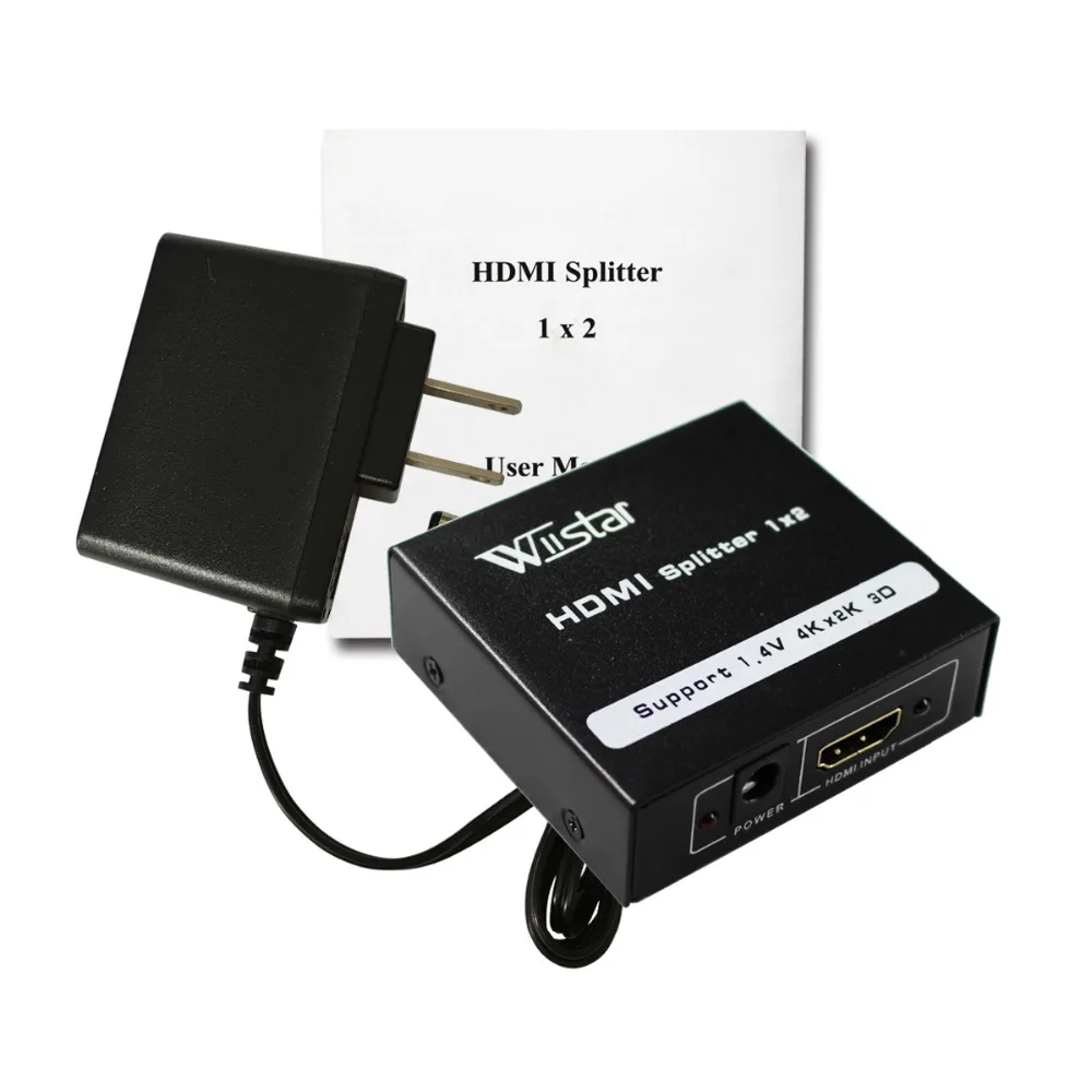 Wiistar HDMI сплиттер 1x2 HDMI 1,4 конвертер 1080P 1 в 2 Переключатель Поддержка 1,4 в 4 к 2 к 3D для HDTV STB HDMI сплиттер 2 порта