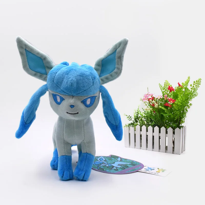 9 видов стилей стоящий Eevee Umbreon Flareon Vaporeon Glaceon Jolteon Espeon Leafeon Sylveon, плюшевая качественная мультяшная игрушка - Цвет: Glaceon